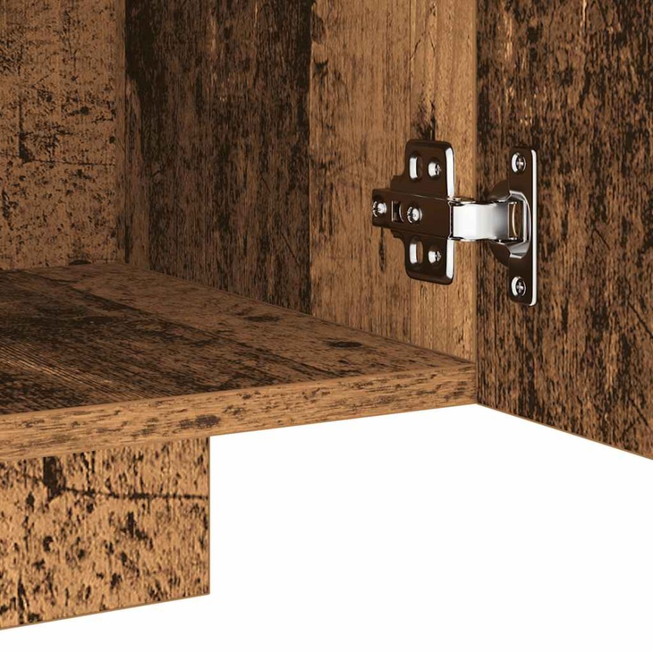 Mueble TV luces LED madera ingeniería envejecida 160x35x40