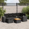 Set de sofás de jardín 7 pzas con cojines ratán sintético negro