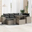 Set de sofás de jardín 7 pzas con cojines ratán sintético gris