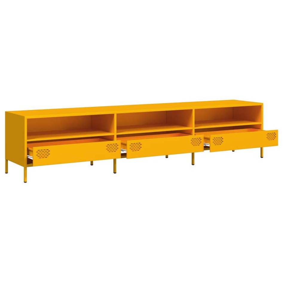 Mueble TV acero laminado en frío amarillo mostaza