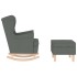 Sillón mecedora con taburete tela gris