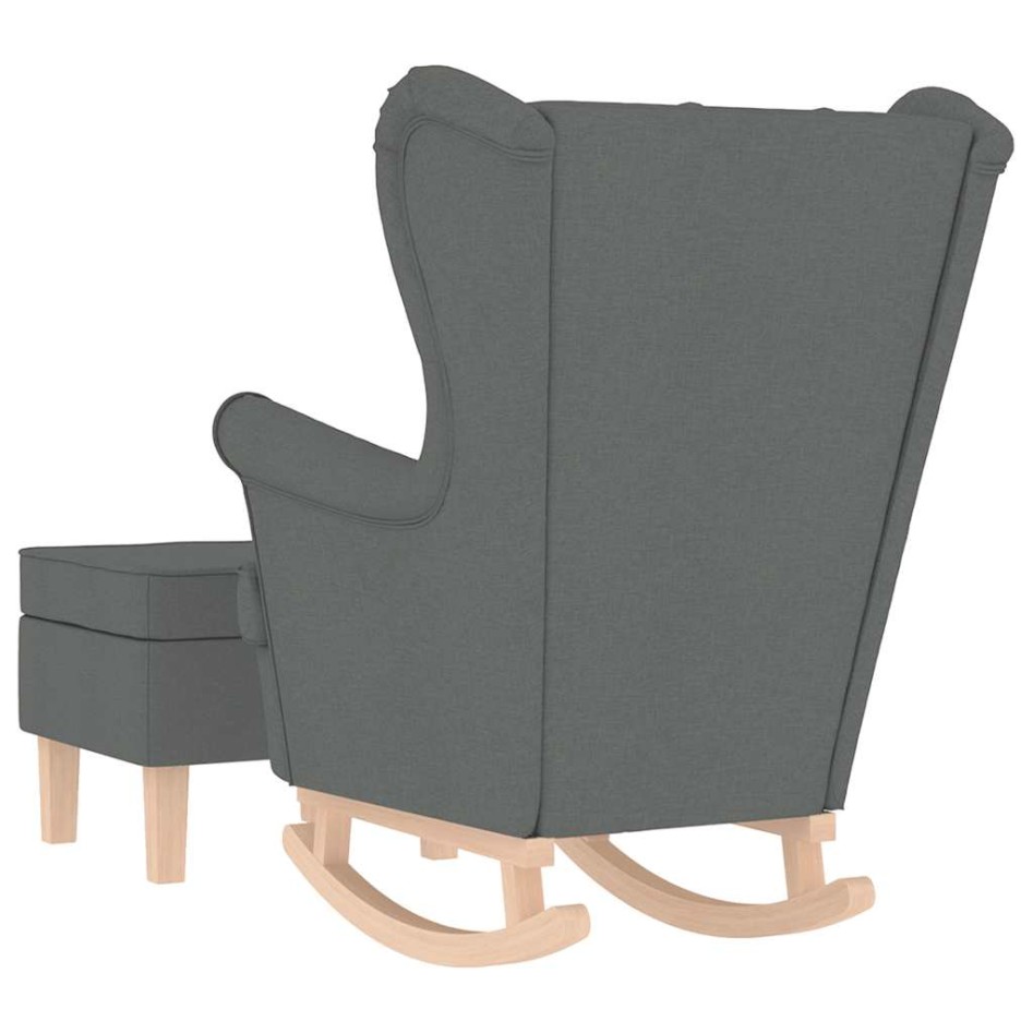 Sillón mecedora con taburete tela gris