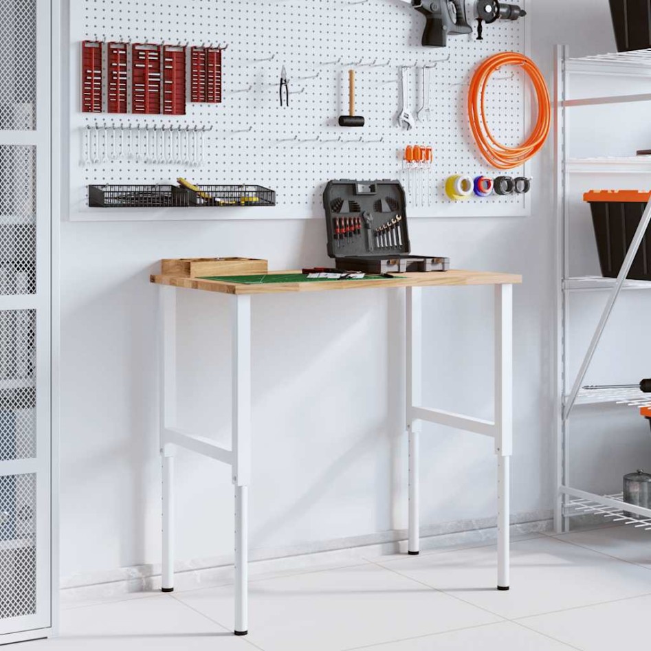 Banco de trabajo madera maciza de roble 100x60x(71,5-98)