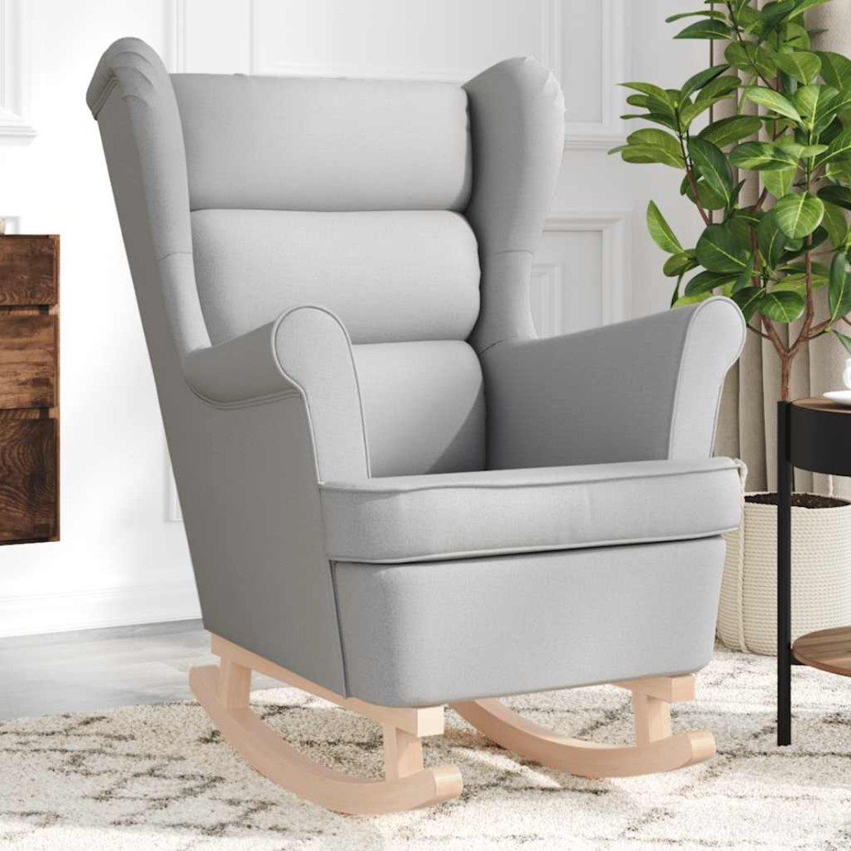 Silla mecedora de tela gris nube 74x90x102