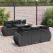 Set de sofás de jardín 7 pzas con cojines ratán sintético negro