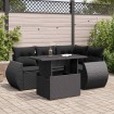 Set de muebles de jardín 5 pzas y cojines ratán sintético negro