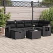 Set de sofás de jardín 7 pzas con cojines ratán sintético negro
