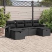 Set de sofás de jardín 6 piezas y cojines ratán sintético negro