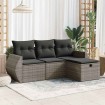 Set de sofás de jardín 4 pzas y cojines ratán sintético gris