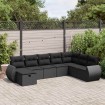 Set de sofás de jardín y cojines 8 piezas ratán sintético negro