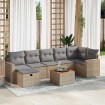 Set de sofás de jardín y cojines 8 piezas ratán sintético beige