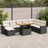 Set sofás jardín y cojines 9 pzas ratán sintético acacia