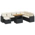 Set sofás jardín y cojines 9 pzas ratán sintético acacia