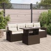 Set comedor de jardín 5 piezas y cojines ratán sintético marrón
