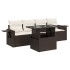 Set comedor de jardín 5 piezas y cojines ratán sintético