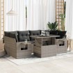 Set de sofás de jardín 7 pzas con cojines ratán sintético gris