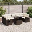 Set sofás de jardín 8 piezas y cojines ratán sintético marrón