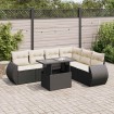 Set de sofás de jardín 7 pzas con cojines ratán sintético negro