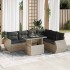 Set de sofás de jardín 7 pzas con cojines ratán PE gris