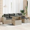 Set de sofás de jardín 6 pzas y cojines ratán sintético gris