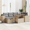 Set de sofás de jardín y cojines 8 piezas ratán sintético beige