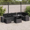 Set de muebles de jardín 5 pzas y cojines ratán sintético negro