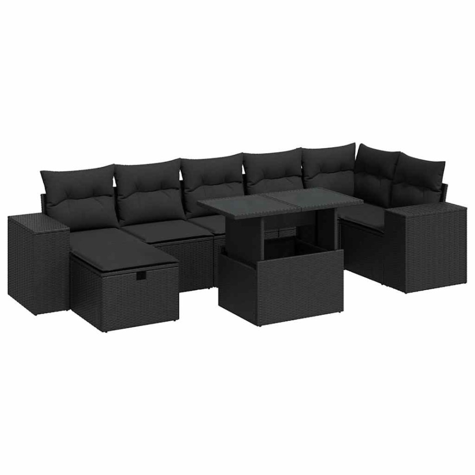 Set de muebles de jardín 5 pzas y cojines ratán sintético