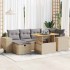 Set sofás jardín y cojines 8 pzas ratán sintético acacia