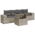 Set de sofás jardín y cojines 5 pzas ratán sintético gris