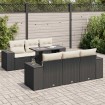Set de sofás de jardín 7 pzas con cojines ratán sintético negro
