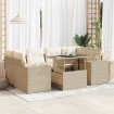 Set sofás de jardín 7 piezas y cojines ratán sintético beige