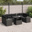 Set de sofás de jardín y cojines 8 piezas ratán sintético negro