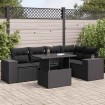 Set de sofás de jardín 6 piezas y cojines ratán sintético negro
