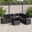 Set de sofás de jardín 7 pzas con cojines ratán sintético negro