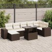 Set sofás de jardín 8 piezas y cojines ratán sintético marrón