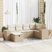 Juego de sofás jardín con cojines 6 pzas ratán sintético beige
