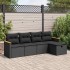 Set de muebles de jardín 5 pzas y cojines ratán sintético