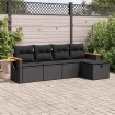 Set de muebles de jardín 5 pzas y cojines ratán sintético negro