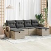 Set de sofás de jardín 6 pzas y cojines ratán sintético gris