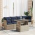 Set sofás jardín y cojines 5 pzas ratán sintético acacia