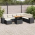 Set sofás jardín y cojines 9 pzas ratán sintético acacia
