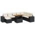 Set sofás jardín y cojines 9 pzas ratán sintético acacia