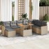 Set sofás jardín y cojines 9 pzas ratán sintético acacia