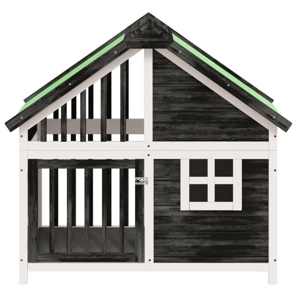 Caseta para perros madera maciza de pino gris 96x60,5x87