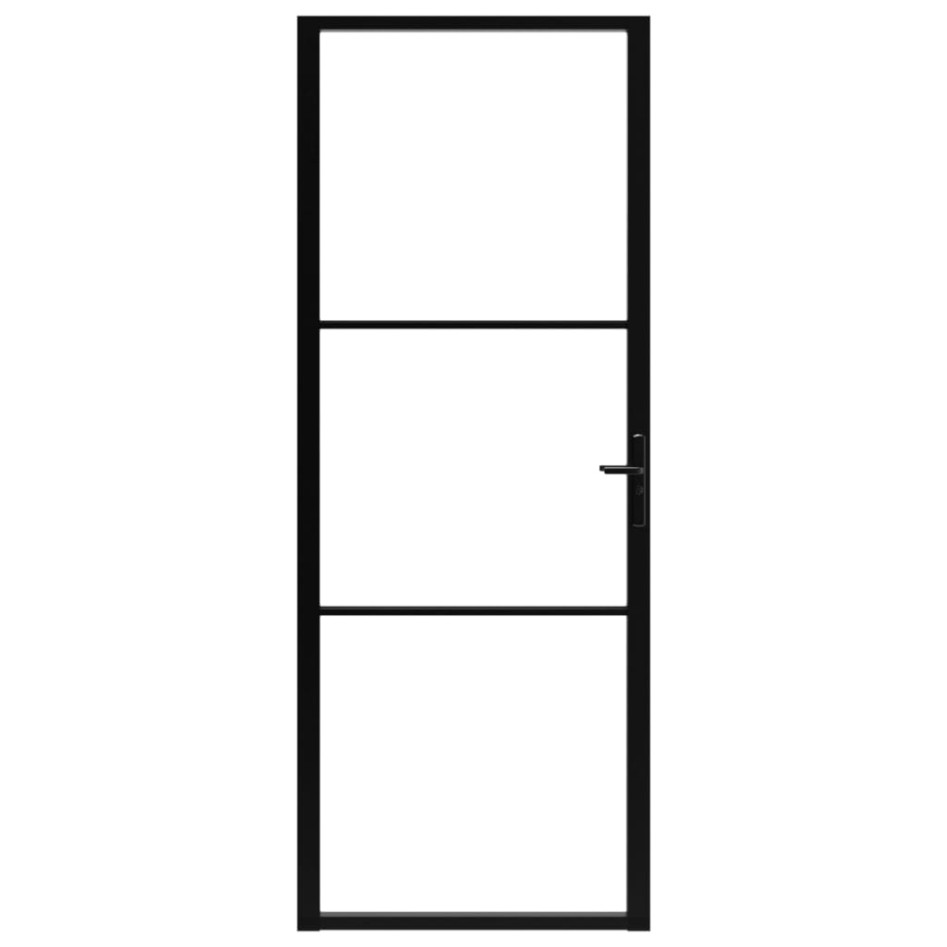 Puerta interior vidrio ESG y aluminio negro 76x201,5