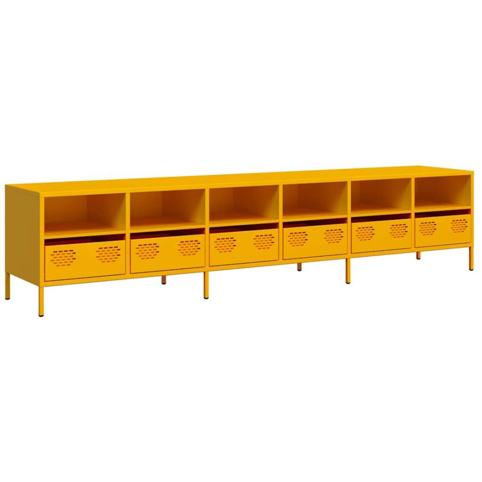 Mueble TV acero laminado en frío amarillo mostaza