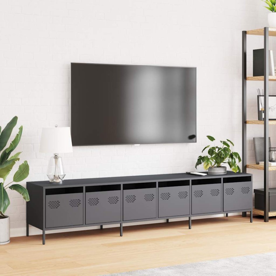 Mueble de TV acero laminado en frío antracita 202x39x43,5