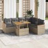 Set sofás jardín y cojines 7 pzas ratán sintético acacia
