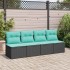 Set sofás jardín y cojines 2 pzas ratán sintético acacia