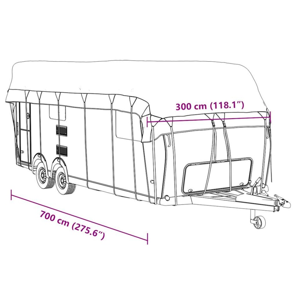 Cubierta de techo para caravana tela no tejida gris 700x300